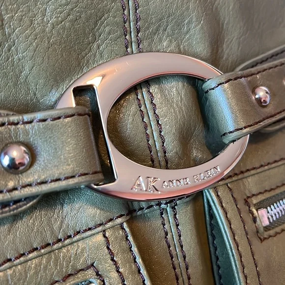 Anne Klein Leather Purse Shoulder Bag Army Olive Green - Picture 5 of 13